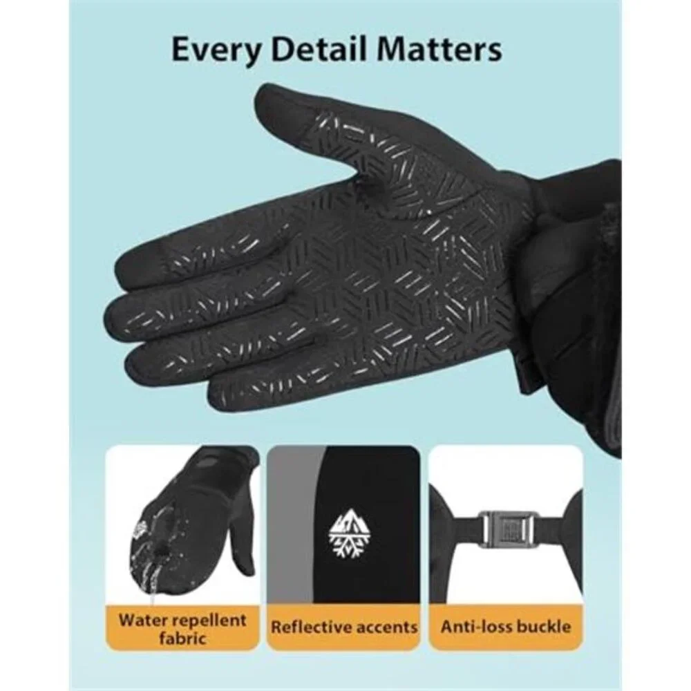 Unisex Winter Gloves Touchscreen Convertible Thermal Gloves with Watch Window